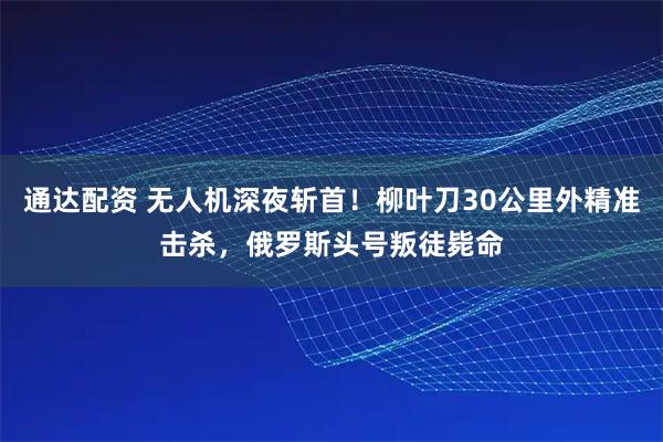 通达配资 无人机深夜斩首！柳叶刀30公里外精准击杀，俄罗斯头号叛徒毙命