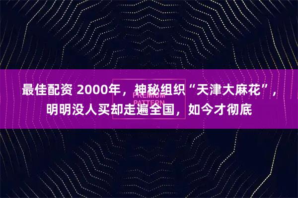 最佳配资 2000年，神秘组织“天津大麻花”，明明没人买却走遍全国，如今才彻底